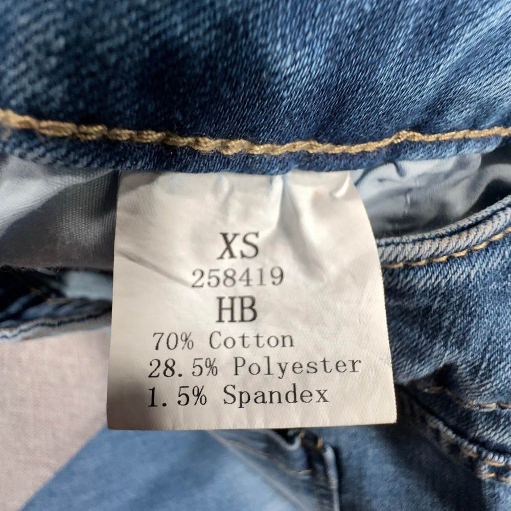 Flamingals Wide Leg Mid Waist Baggy Jeans Womens XS Blue Stitch Detail Y2K NEW - Picture 11 of 12